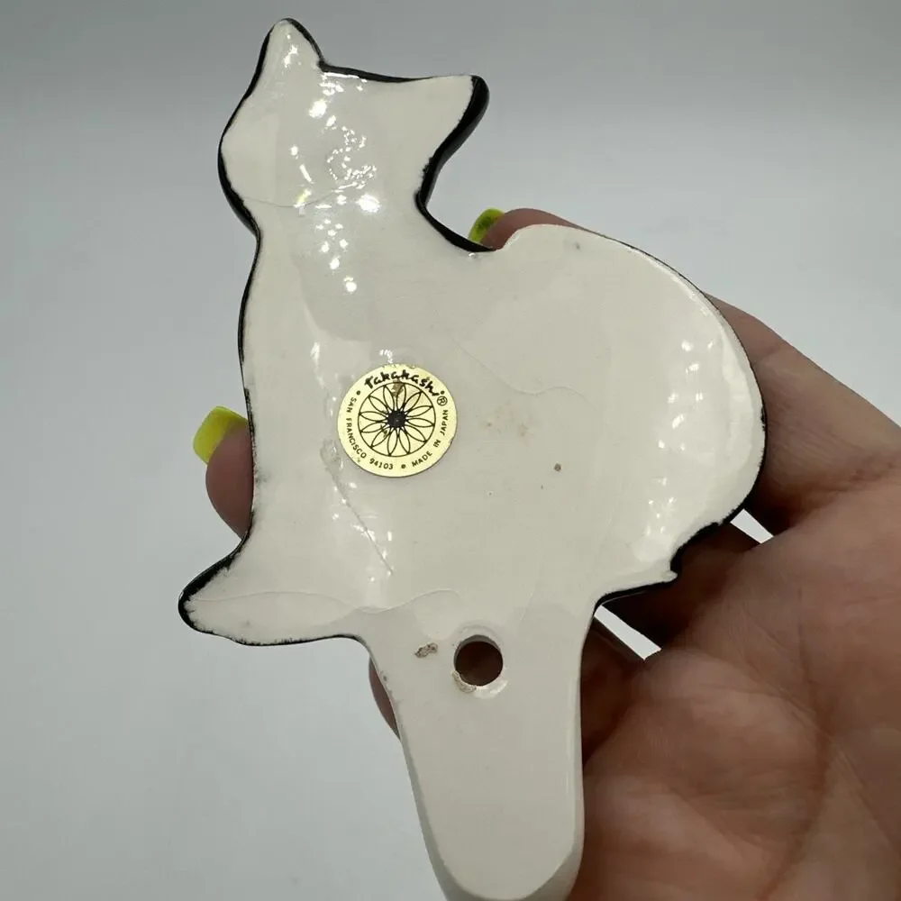 Set Of 3 Vintage Takahashi Ceramic Tuxedo Cats Wall Hooks Japan